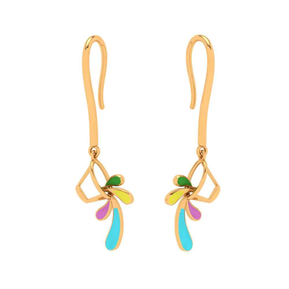 Eclectic Floral 18k Gold Drop Earrings - Image 6