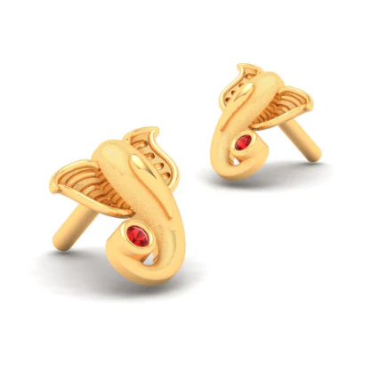 Elegant 22k Gold Ganesha Earrings With Stone From Online Exclusive - Image 4