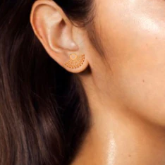Elegant Filigree 18k Gold Drop Earrings - Image 6