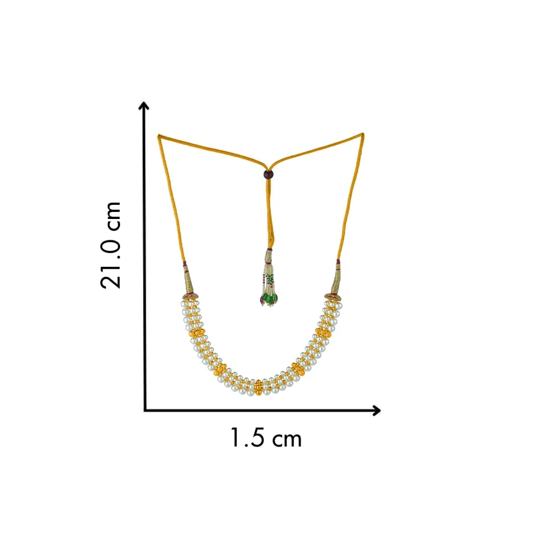 22KT (916) Elegant Plastic Pearl and Gold Bead Statement Tushi Necklace - Image 4