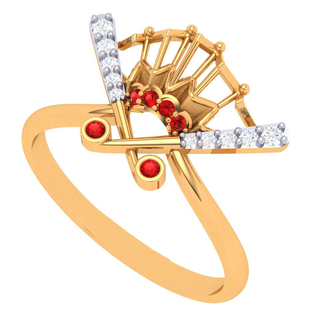Elevated Diamond Gold Crown Design Finger Ring - Image 2