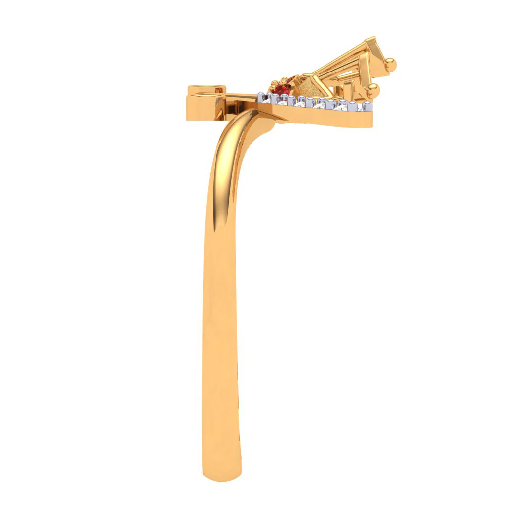 Elevated Diamond Gold Crown Design Finger Ring - Image 3