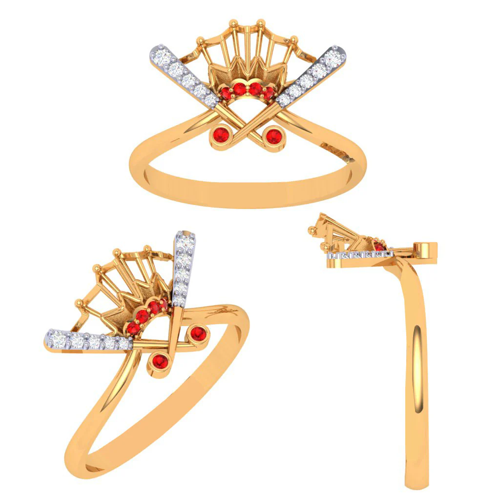 Elevated Diamond Gold Crown Design Finger Ring - Image 5
