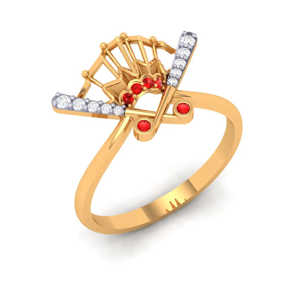 Elevated Diamond Gold Crown Design Finger Ring - Image 7