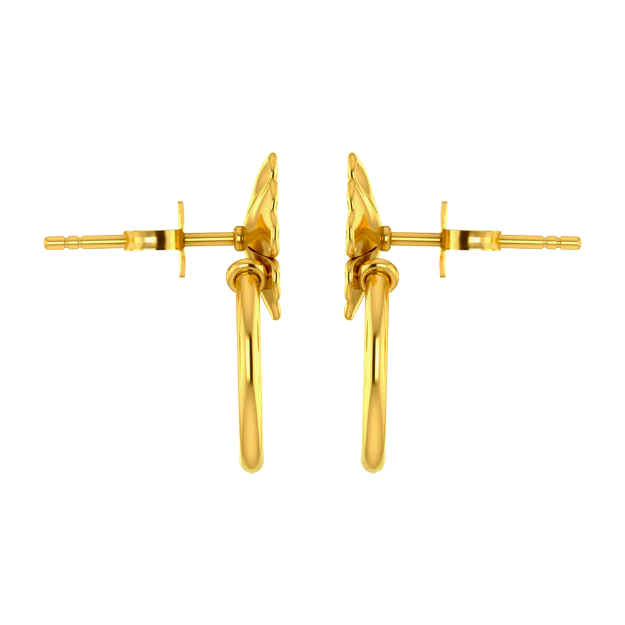 Encircled Floral Motif Gold Earrings - Image 4