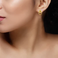 Encircled Floral Motif Gold Earrings - Image 6
