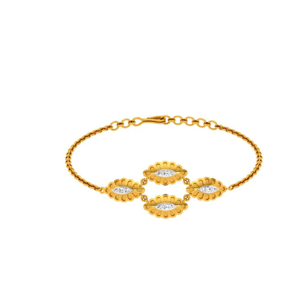 Enclosed Oval-shaped Gold Bracelet - Image 4