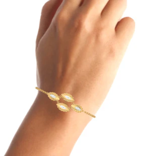 Enclosed Oval-shaped Gold Bracelet - Image 7