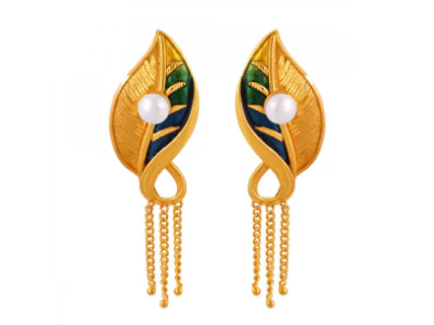 Exclusive Chic 22k Gold Necklace And Earring Jewellery Set With Pearls - Image 6