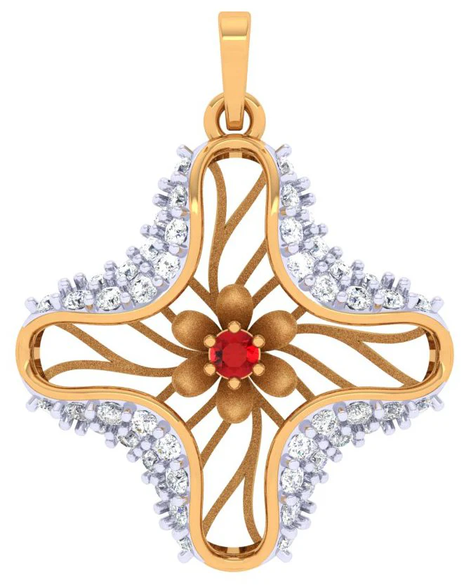 Exclusively Crafted Gold Diamond Pendant Set