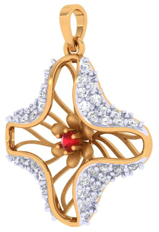 Exclusively Crafted Gold Diamond Pendant Set - Image 2