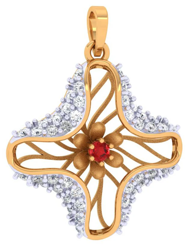 Exclusively Crafted Gold Diamond Pendant Set - Image 4