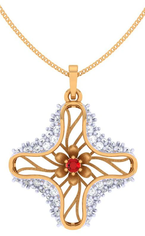 Exclusively Crafted Gold Diamond Pendant Set - Image 5