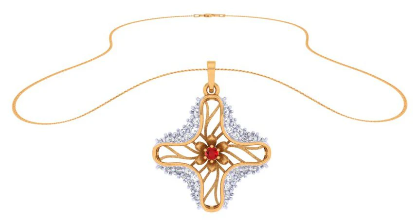 Exclusively Crafted Gold Diamond Pendant Set - Image 7