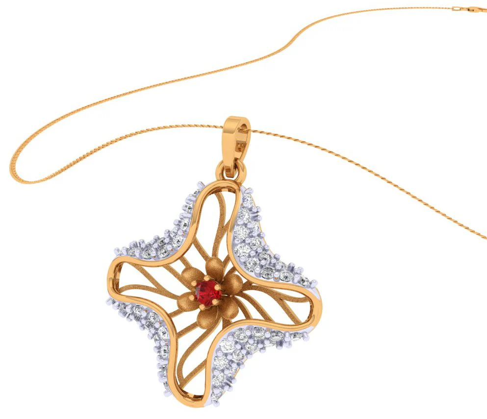 Exclusively Crafted Gold Diamond Pendant Set - Image 8