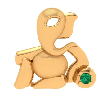 Exquisite 18k Lord Ganesha Gold Pendant Jewellery With Green Gemstone