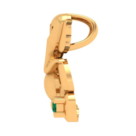 Exquisite 18k Lord Ganesha Gold Pendant Jewellery With Green Gemstone - Image 3