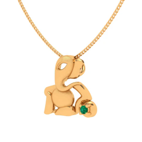 Exquisite 18k Lord Ganesha Gold Pendant Jewellery With Green Gemstone - Image 5