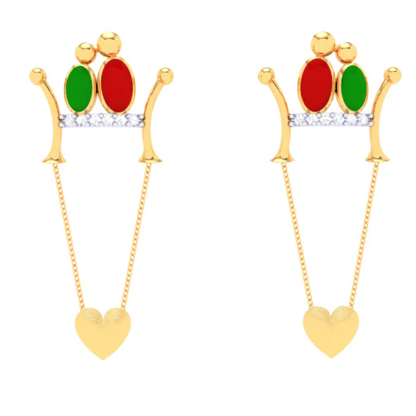 Exquisite 22k Gold Birds And Heart Motif Drop Earrings For Women Pc Chandra Jewellers