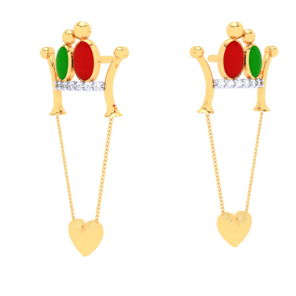Exquisite 22k Gold Birds And Heart Motif Drop Earrings For Women Pc Chandra Jewellers - Image 5