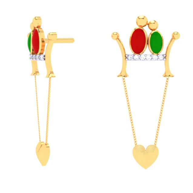 Exquisite 22k Gold Birds And Heart Motif Drop Earrings For Women Pc Chandra Jewellers - Image 6