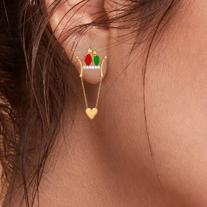 Exquisite 22k Gold Birds And Heart Motif Drop Earrings For Women Pc Chandra Jewellers - Image 7