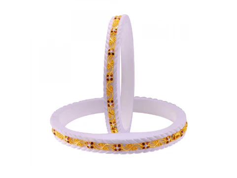 Exquisite 22k Gold Path Sakha With Floral Meenakari Work - Image 2