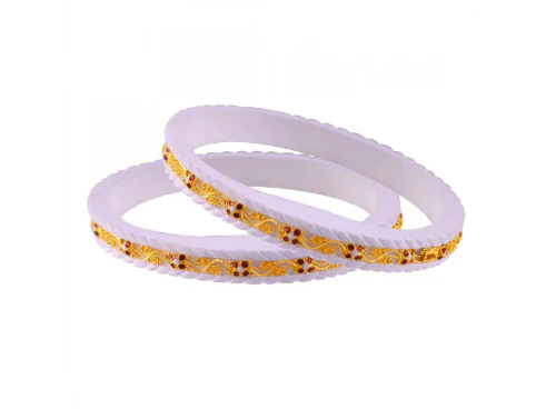 Exquisite 22k Gold Path Sakha With Floral Meenakari Work - Image 3