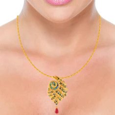 Exquisite 22k Gold Peacock Pendant With Meenakari Work - Image 3