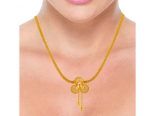 Fancy 22k Gold Floral Necklace With Jali Work - Image 4