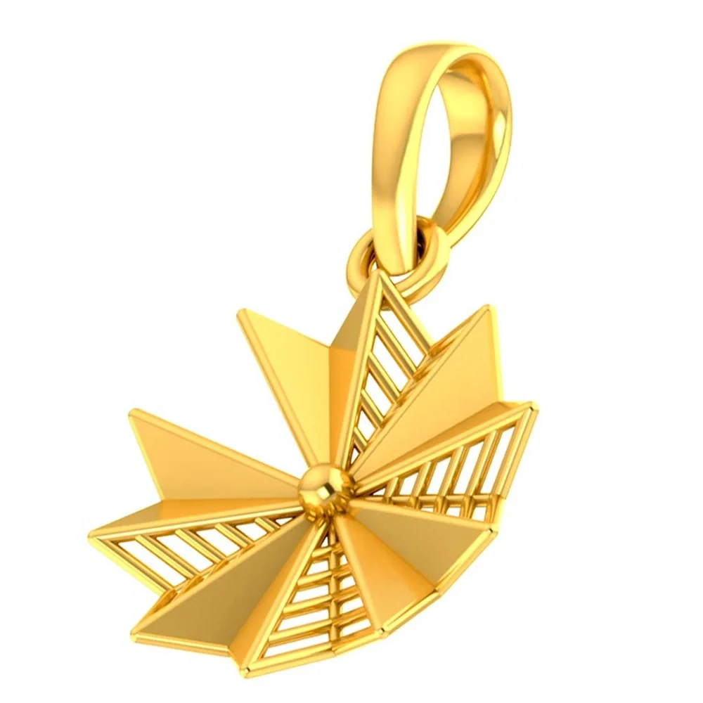 Fine Designer 14k Gold Flower Design Pendant From Pc Chandra - Image 2