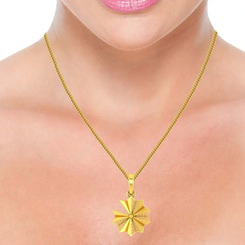 Fine Designer 14k Gold Flower Design Pendant From Pc Chandra - Image 4
