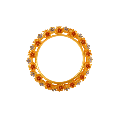 Floral 22k Gold Bangle With Meenakari Work - Image 3