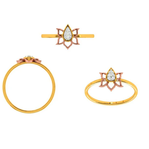 Floral Craft Petals Bloom Aesthetic 14 Kt Yellow Gold Ring - Image 6