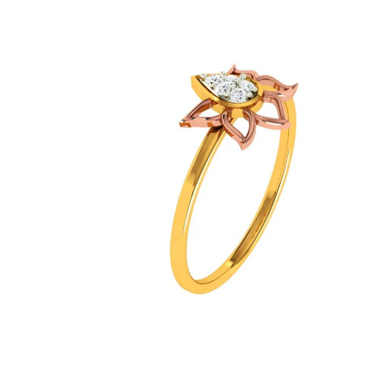 Floral Craft Petals Bloom Aesthetic 22KT Gold Ring - Image 3
