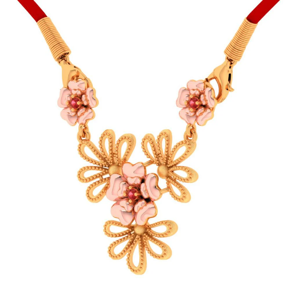 Floral Designed 18k Gold Necklace - Image 3