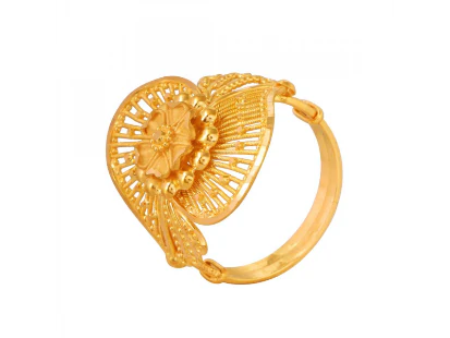 Floral Mesh Gold Finger Ring - Image 2