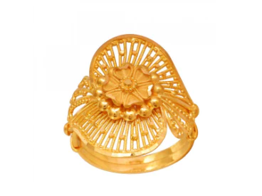Floral Mesh Gold Finger Ring - Image 3