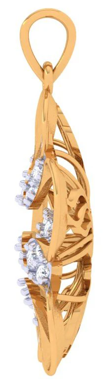 Floral Motif Gold Diamond Pendant Set - Image 3