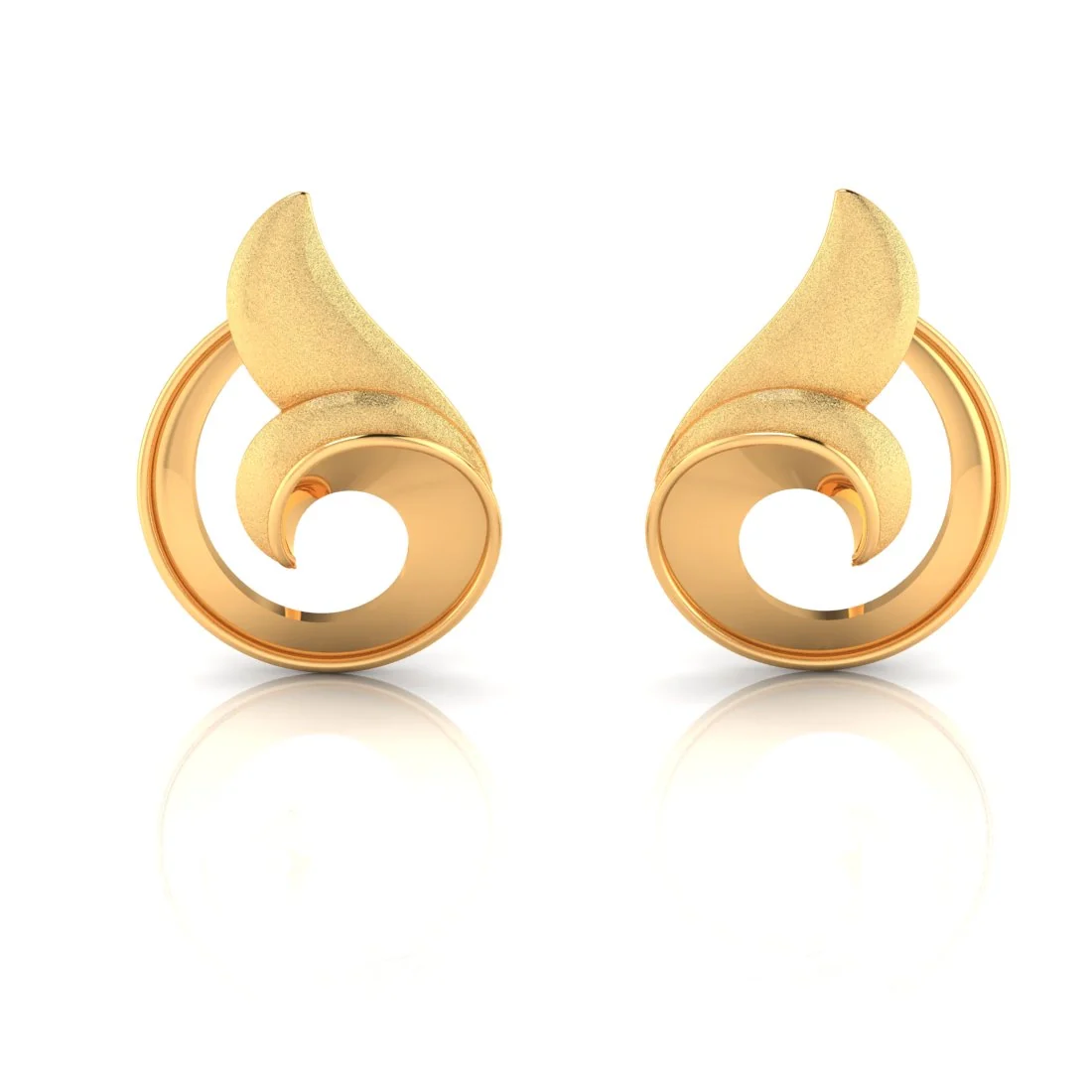 Floral Whirl Stud Earrings With Intricate Petals In 14K Gold - Image 2