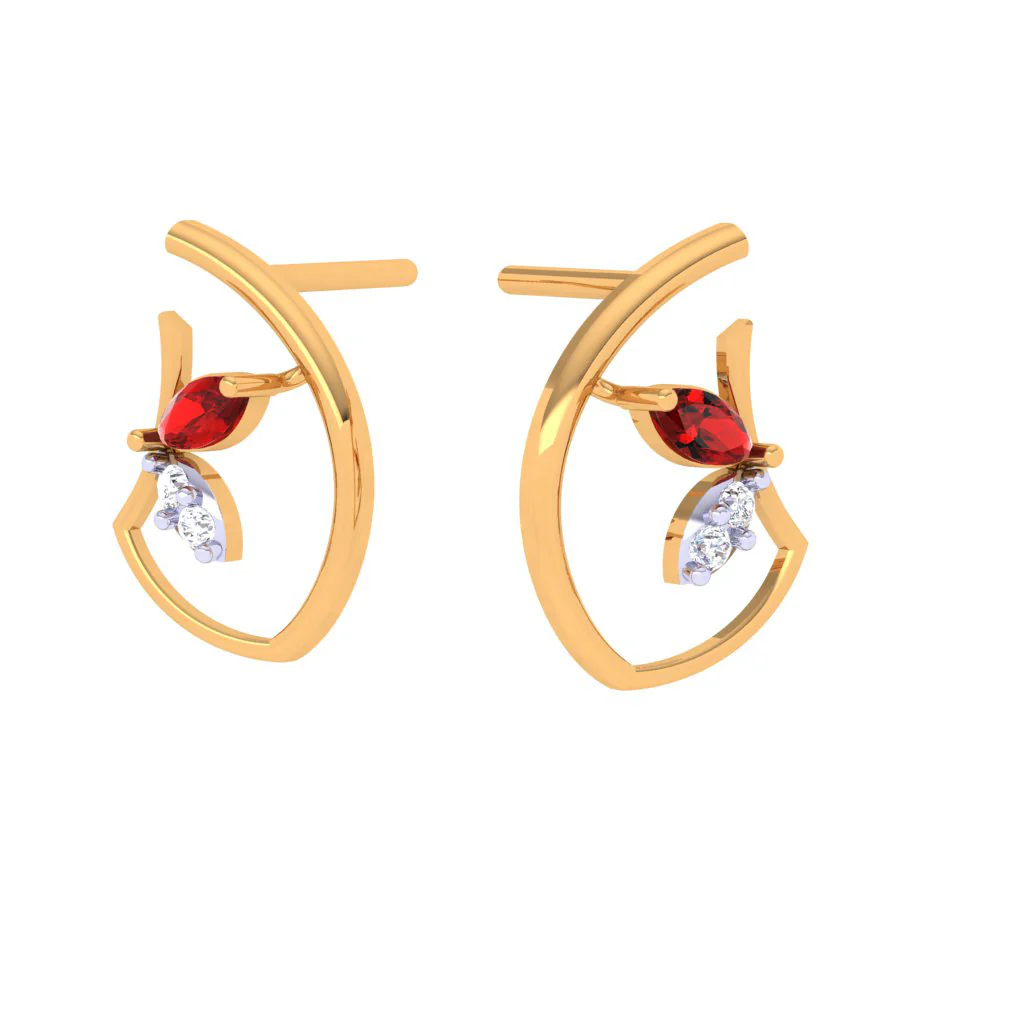 Flower Inspired Gold Diamond Earrings - Image 4