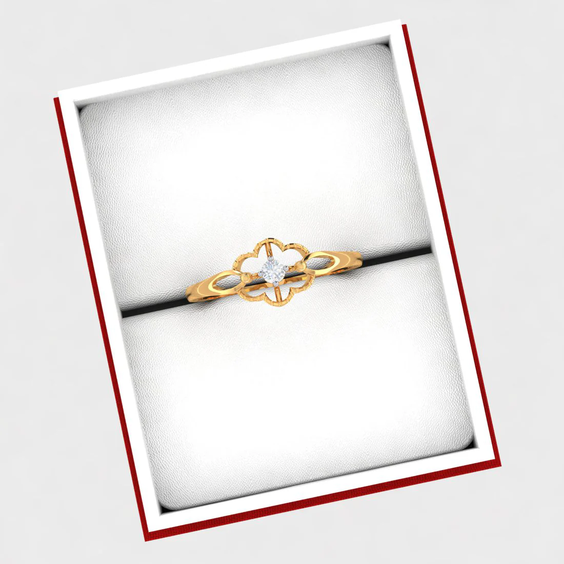 Flower Shape One Diamond Ring - Image 6