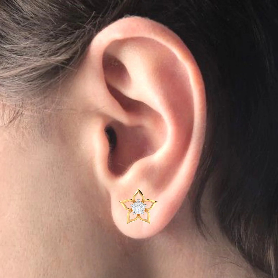 Flower Shaped Diamond Earrings With 18k Gold - Image 5