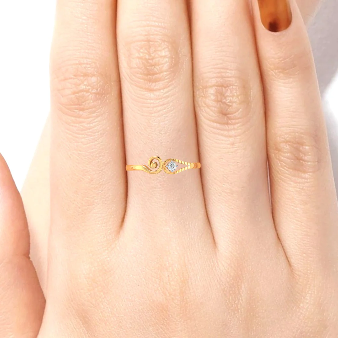 Gazing One-side Kalka Shape Diamond Ring - Image 5