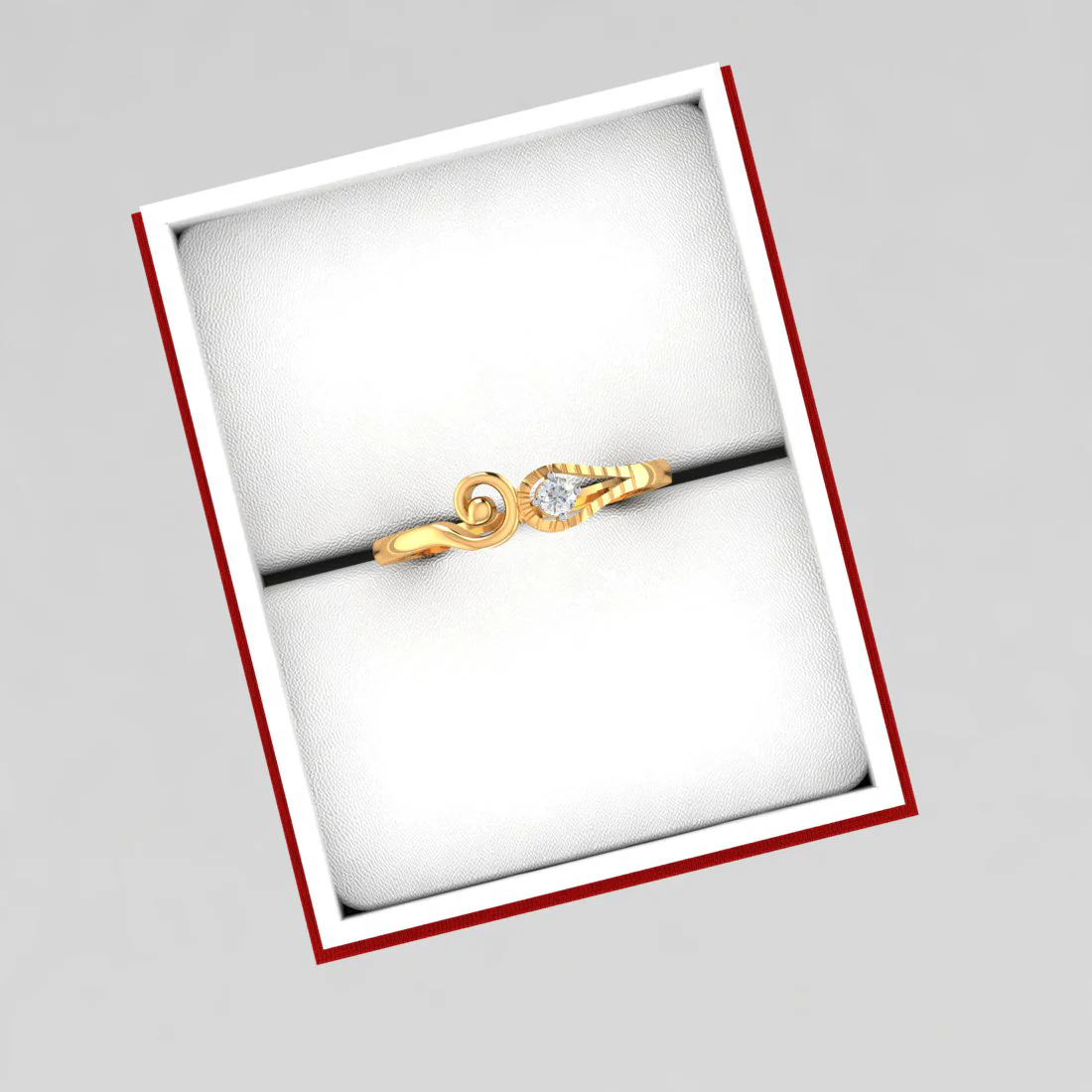 Gazing One-side Kalka Shape Diamond Ring - Image 6