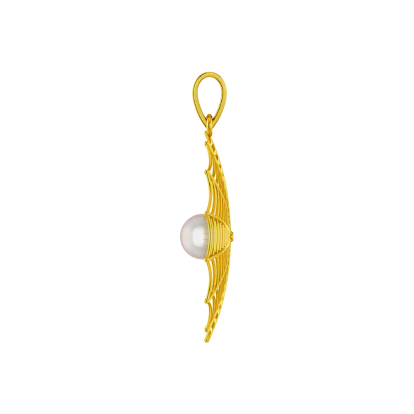 Gemstone Studded Classic Design Gold Pendant Set - Image 3