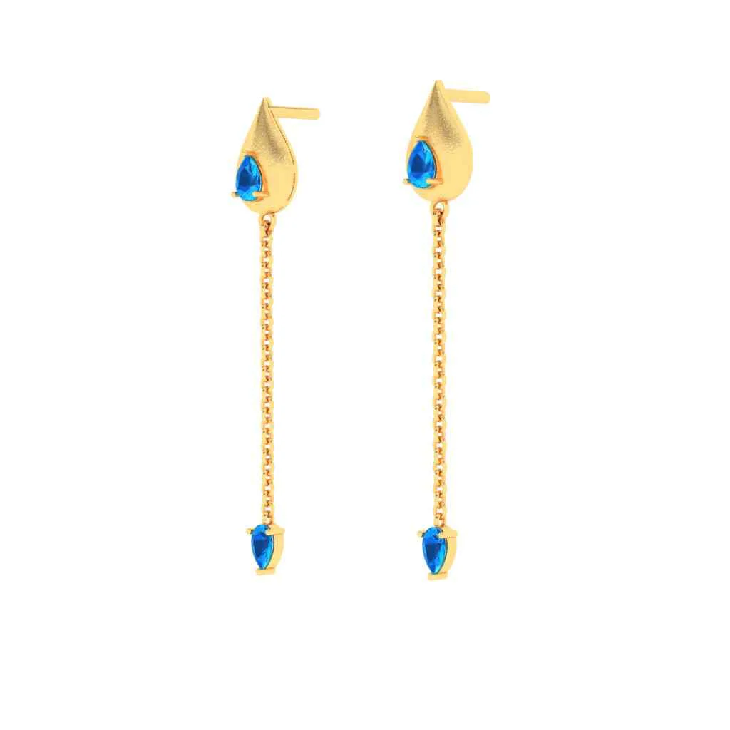 Gold Earrings With Blue Gems From Goldlites Collection - Image 3
