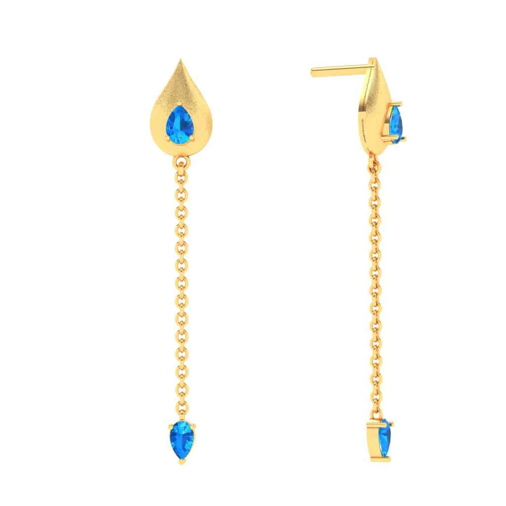 Gold Earrings With Blue Gems From Goldlites Collection - Image 4