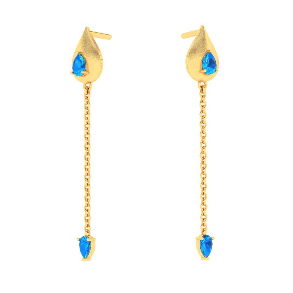 Gold Earrings With Blue Gems From Goldlites Collection - Image 5