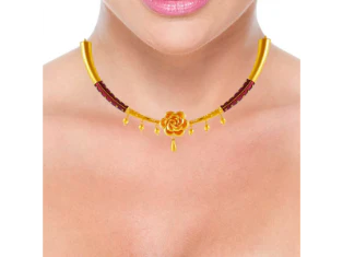 Golden Delight 22k Gold Designer Jewellery With Floral Yellow Design - Image 5